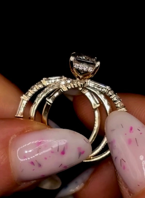 2.50ct Radiant Cut (D VS2) Diamond Engagement Ring & Mixed Band Set – IGI Certified