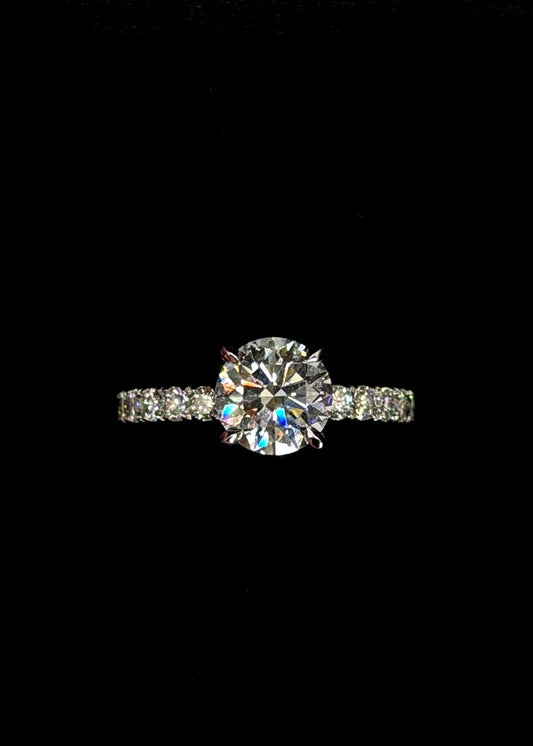 1.50ct Round Brilliant Cut (D VS1) Diamond Engagement Ring – IGI Certified – Diamond Shank
