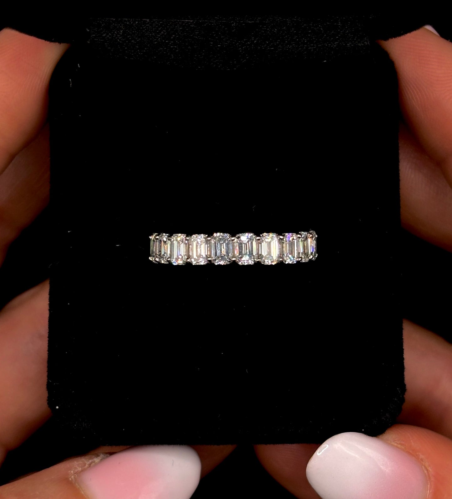 3.50ct Emerald Cut (E VS1) Diamond Engagement Ring + 2.50ct Diamond Band – IGI Certified · Bridal Duo Elegance