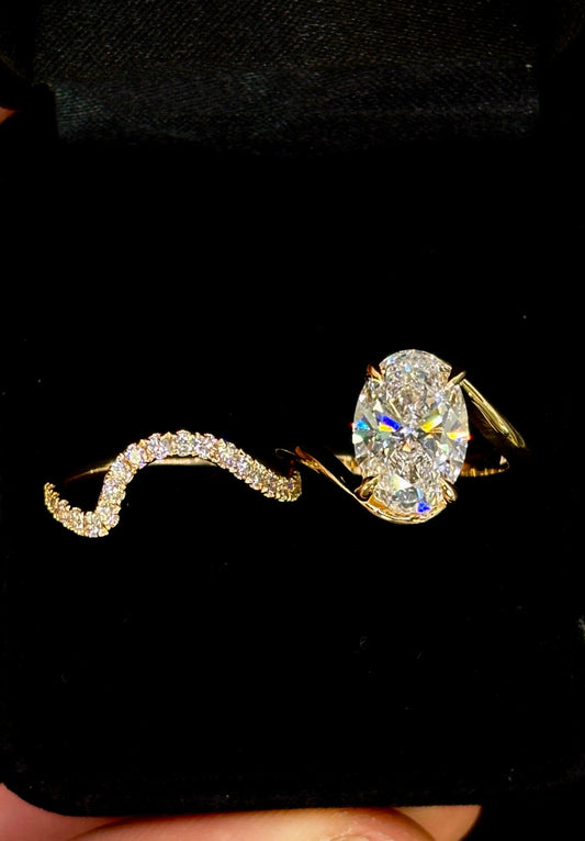 3.00ct Oval Cut (E VS1) Diamond Engagement Ring with Wedding Band – IGI Certified · By‑Pass