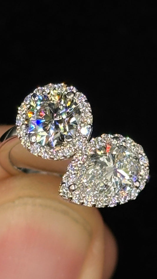2.00ct Toi et Moi (E VS1) Diamond Engagement Ring – IGI Certified · Halo Elegance