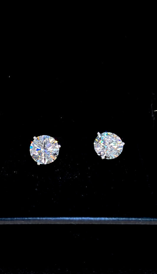 6.00ctw Round Brilliant Cut Diamond Studs – IGI Certified – Martini Style