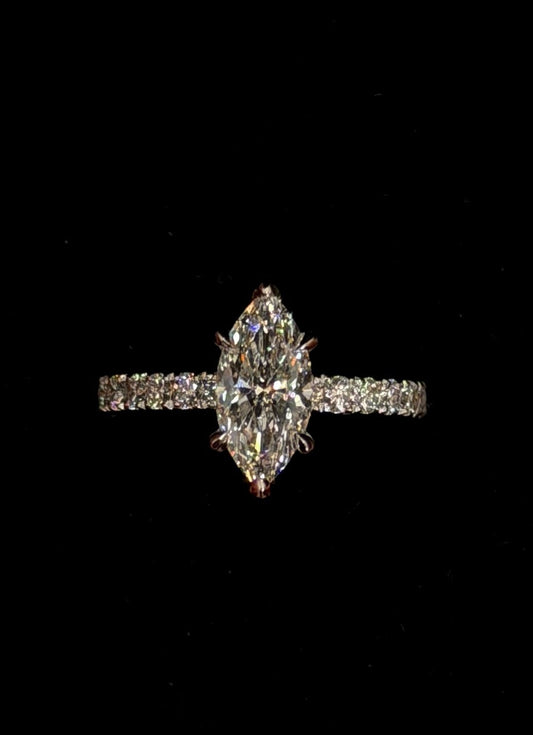 1.00ct Marquise Brilliant Cut (E VS1) Engagement Ring – IGI Certified – Diamond Shank