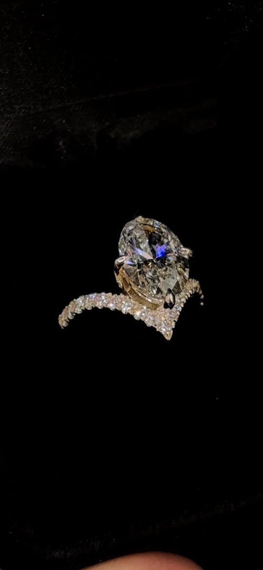 3.00 Carat Oval Diamond – V-Shank Engagement Ring
