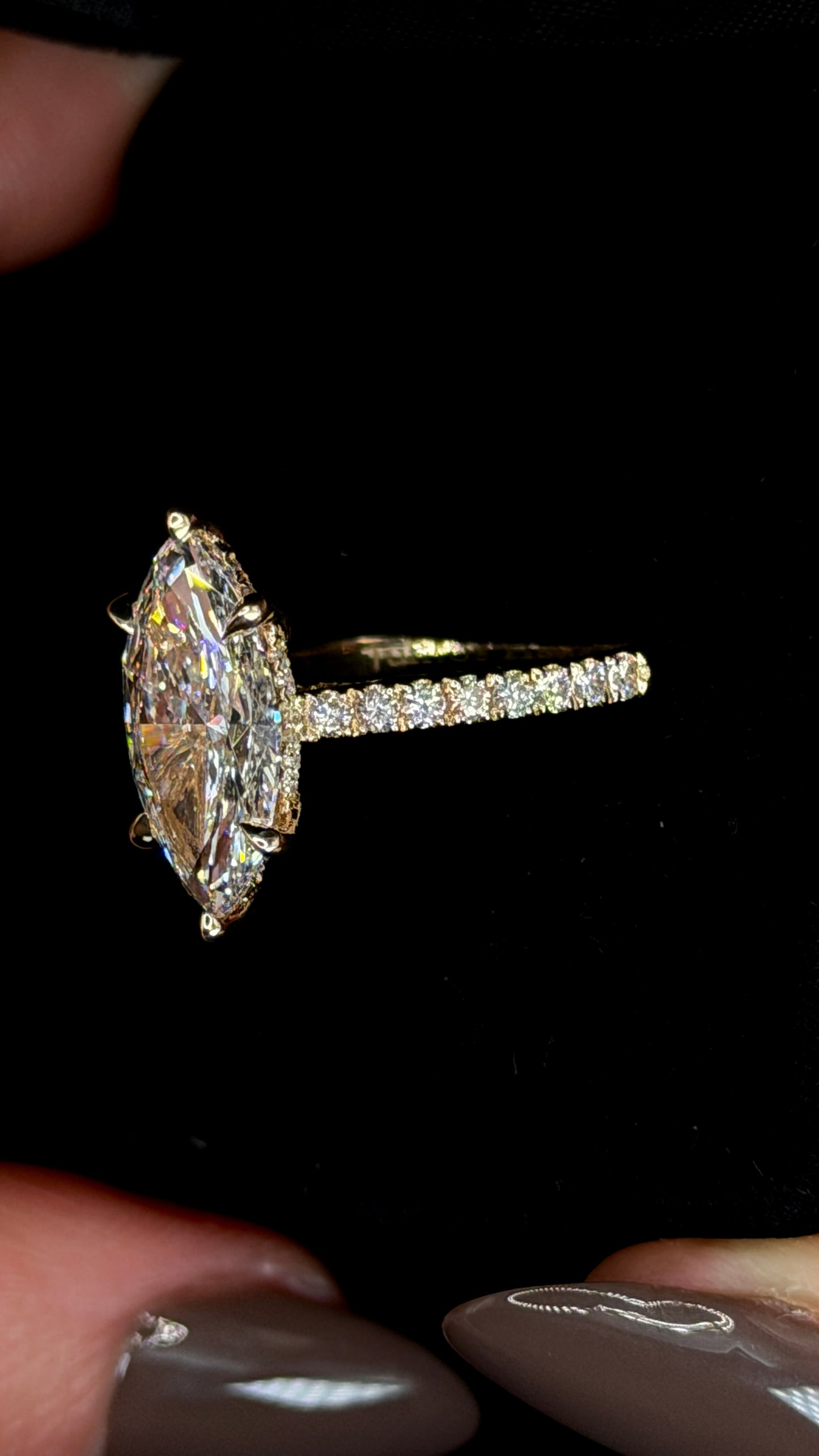 4.00ct Marquise Cut (D VS1) Engagement Ring – IGI Certified – Cathedral Style & Double Hidden Halo
