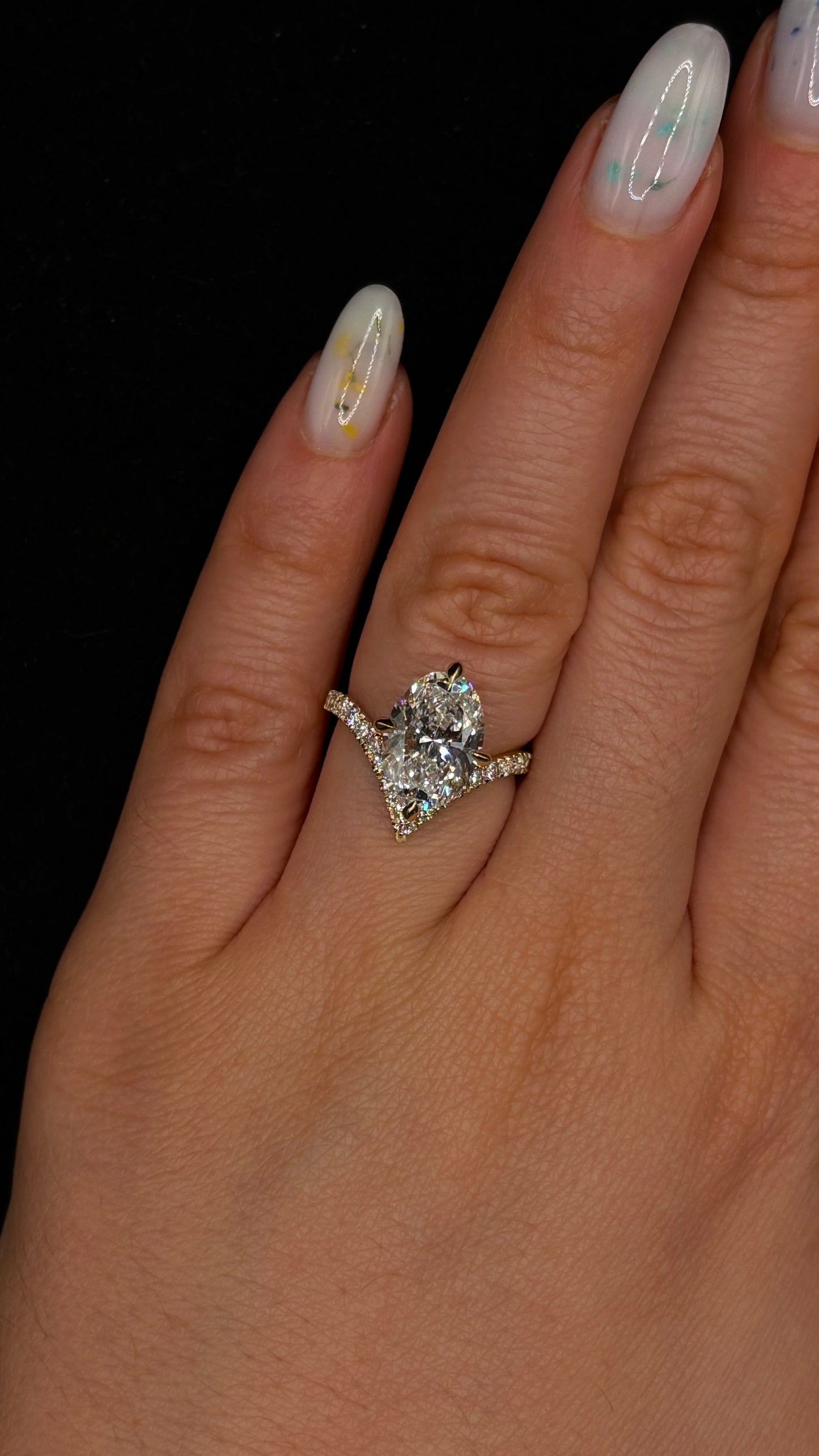 3.00 Carat Oval Diamond – V-Shank Engagement Ring