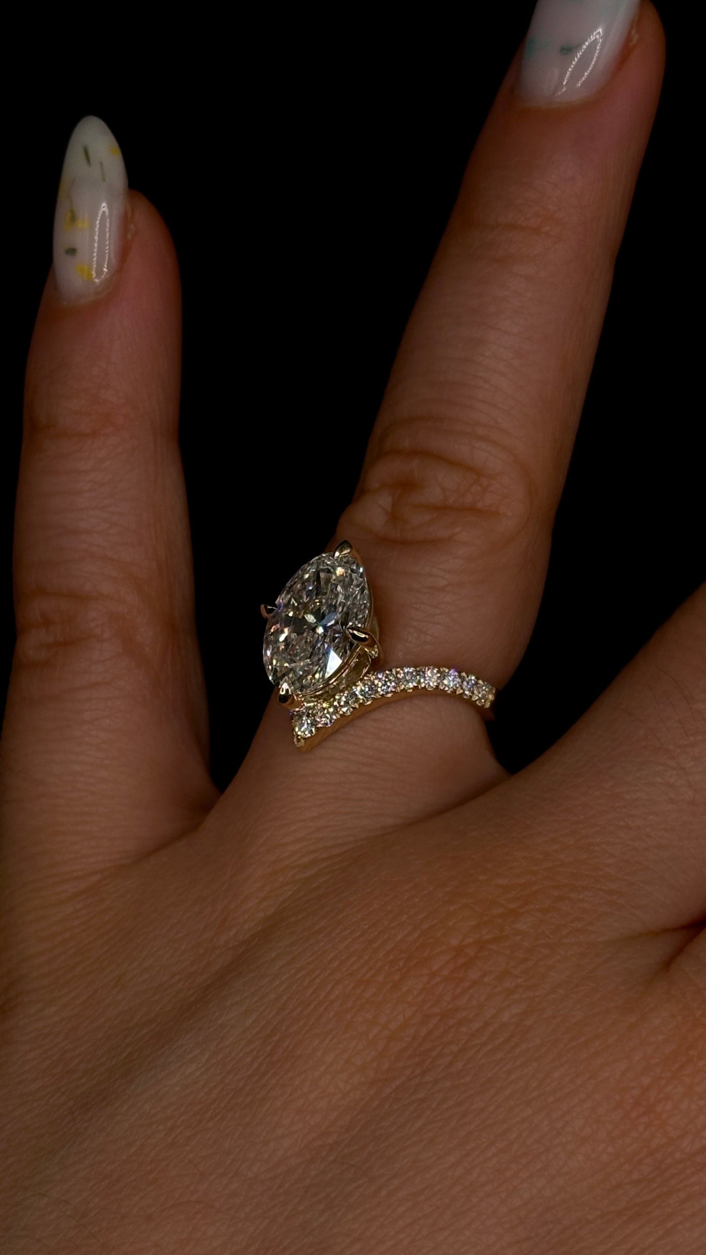 3.00 Carat Oval Diamond – V-Shank Engagement Ring