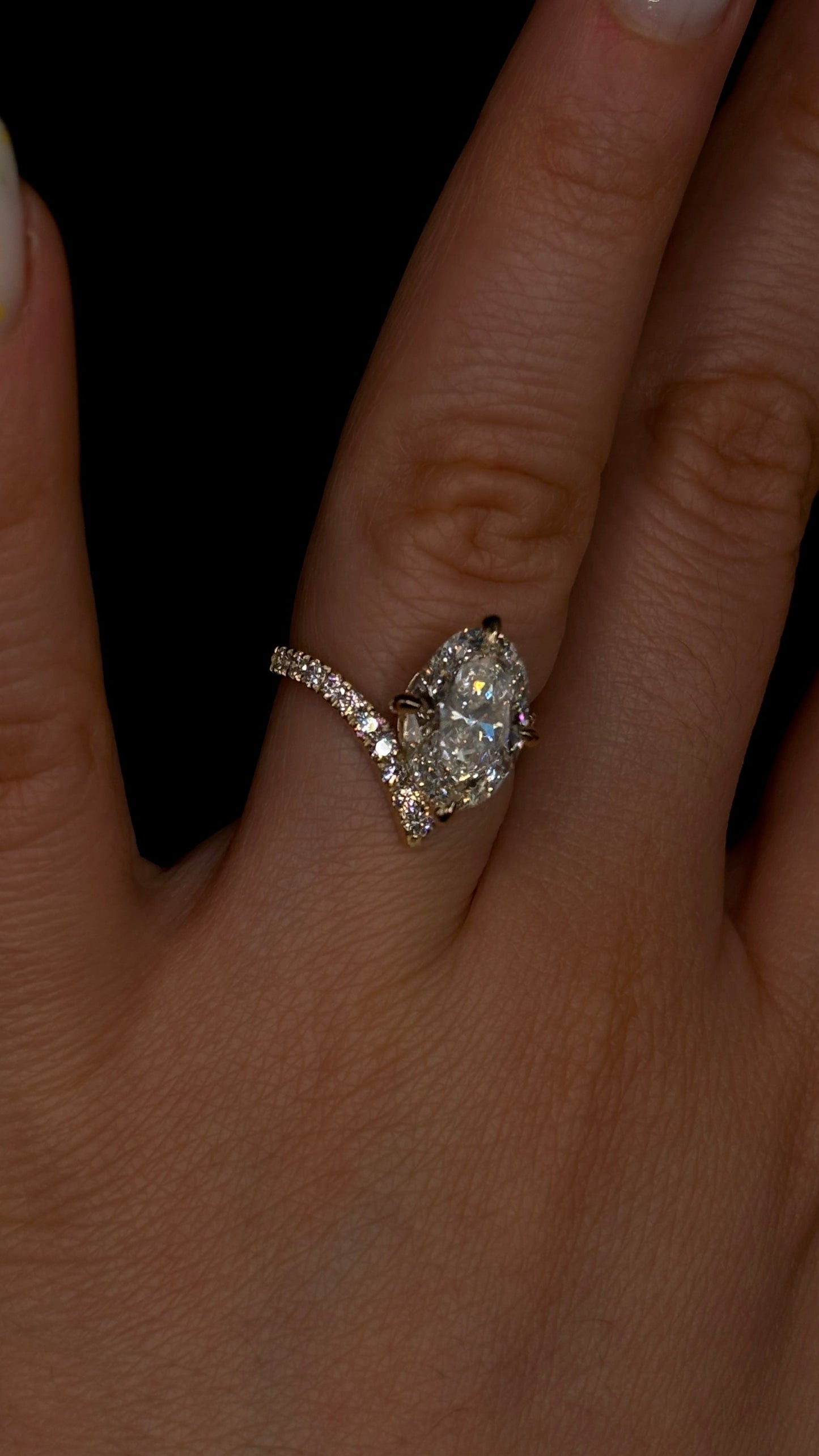 3.00 Carat Oval Diamond – V-Shank Engagement Ring