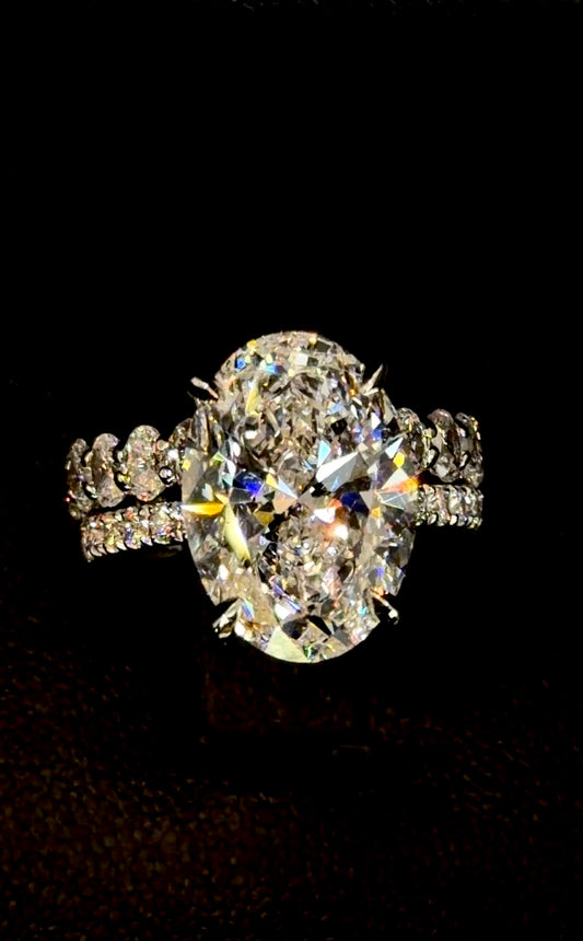 6.00ct Oval D VS1 Engagement Ring + Eternity Band Bridal Set – IGI Certified