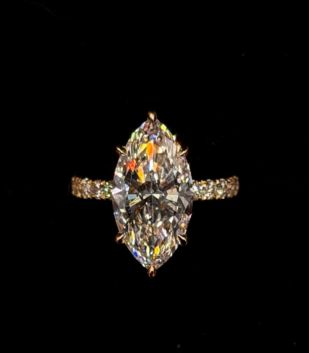 4.00ct Marquise Cut (E VS1) Engagement Ring – IGI Certified – Diamond Shank