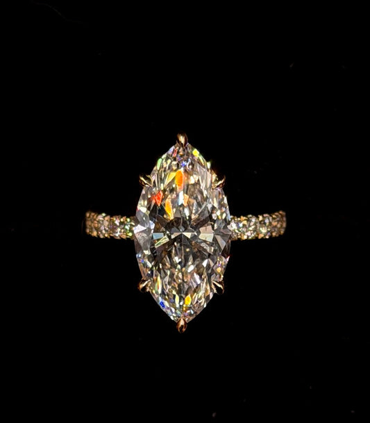 4.00ct Marquise Cut (E VS1) Engagement Ring – IGI Certified – Diamond Shank