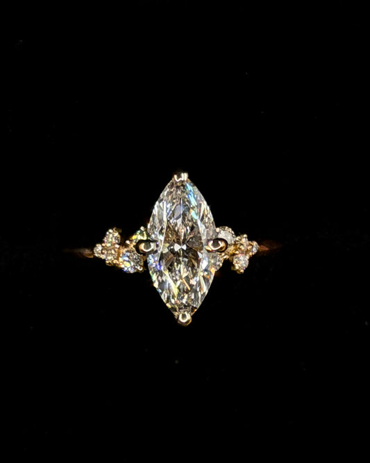 1.50ct Marquise Brilliant Cut (E VS1) Engagement Ring – IGI Certified – Petite Diamond Style