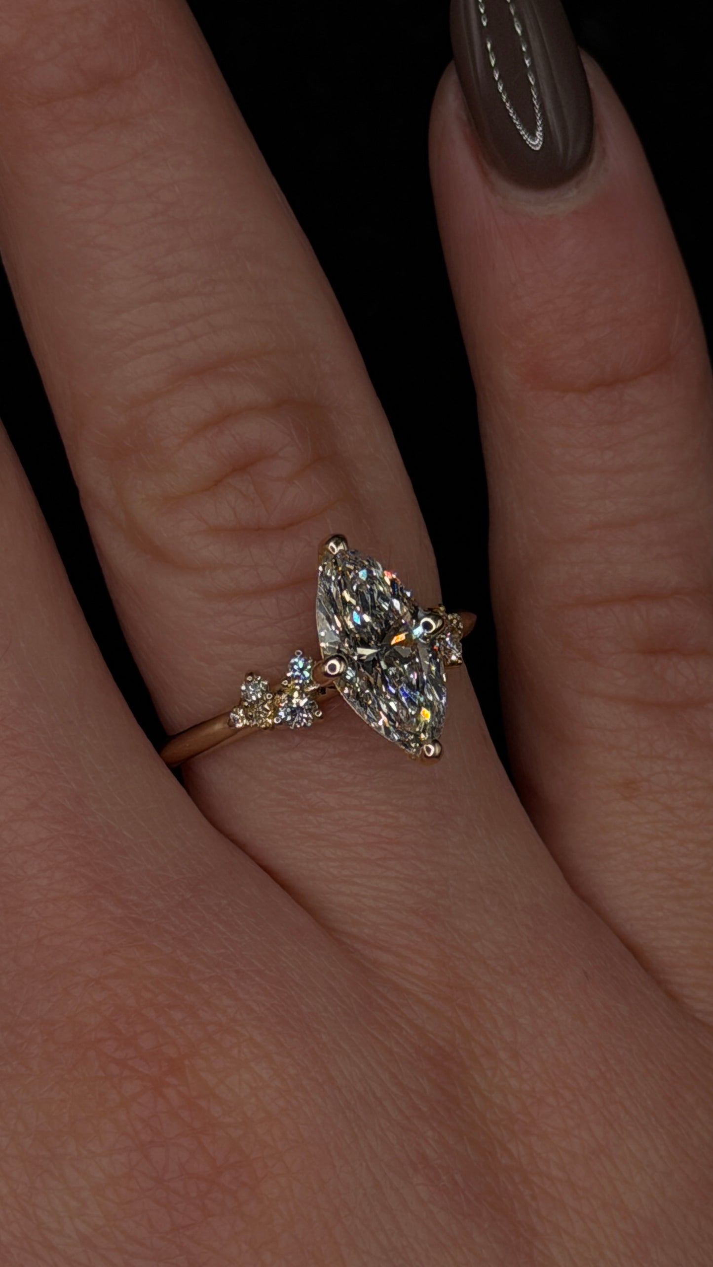 1.50ct Marquise Brilliant Cut (E VS1) Engagement Ring – IGI Certified – Petite Diamond Style