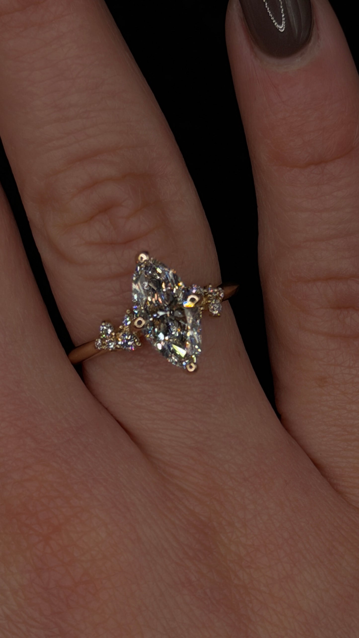 1.50ct Marquise Brilliant Cut (E VS1) Engagement Ring – IGI Certified – Petite Diamond Style