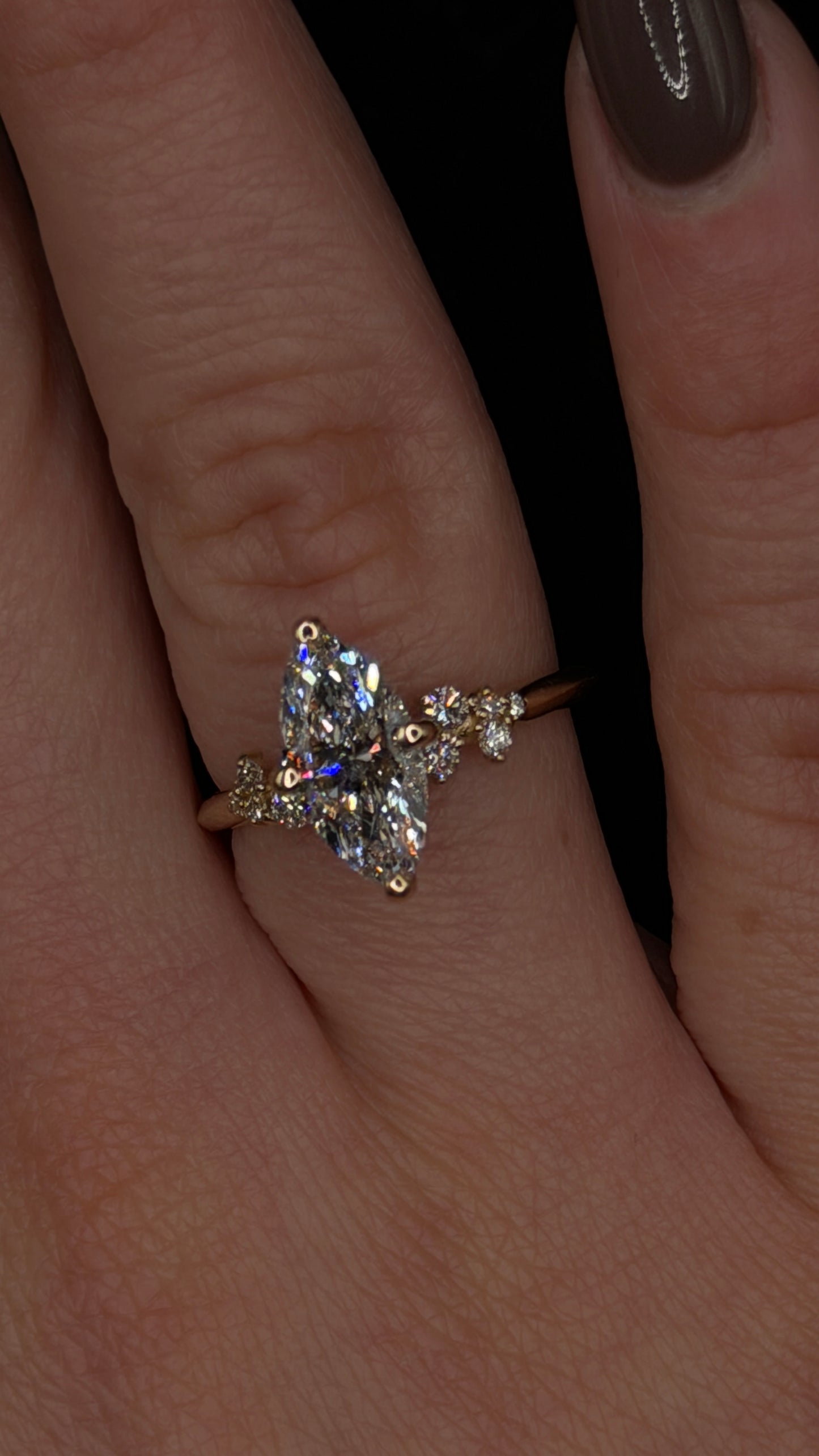 1.50ct Marquise Brilliant Cut (E VS1) Engagement Ring – IGI Certified – Petite Diamond Style