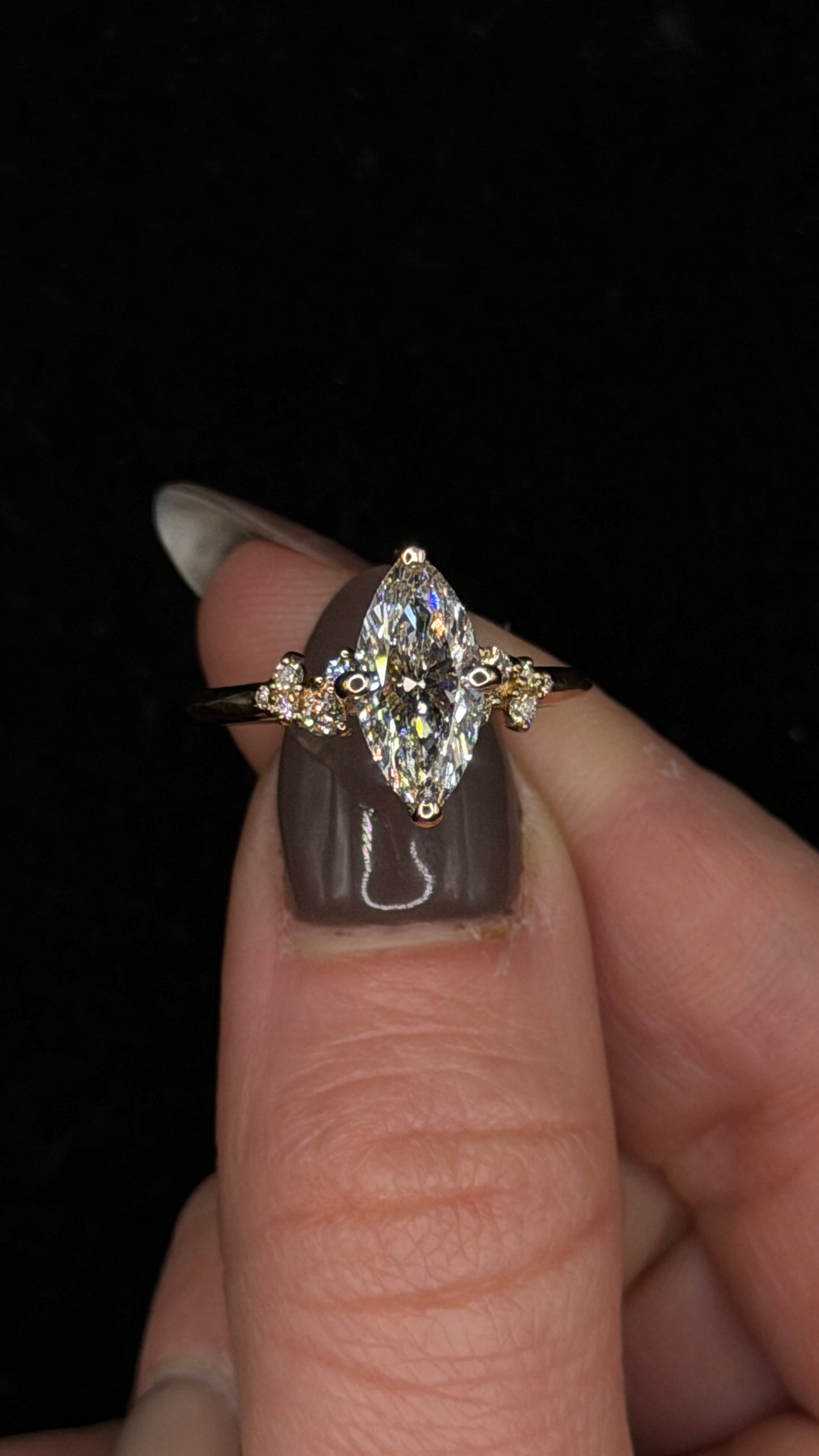 1.50ct Marquise Brilliant Cut (E VS1) Engagement Ring – IGI Certified – Petite Diamond Style