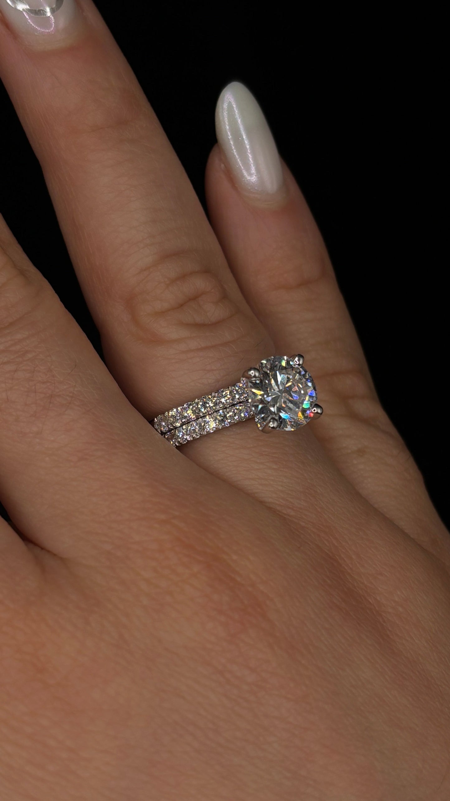 2.00ct Round Brilliant (D VVS2) Diamond Engagement Ring & Wedding Band Set – IGI Certified