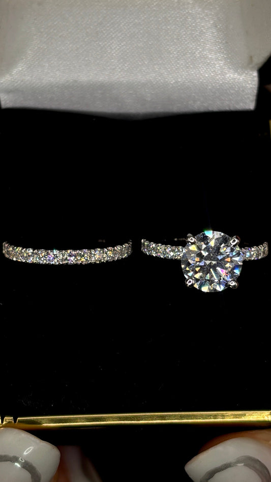 2.00ct Round Brilliant (D VVS2) Diamond Engagement Ring & Wedding Band Set – IGI Certified