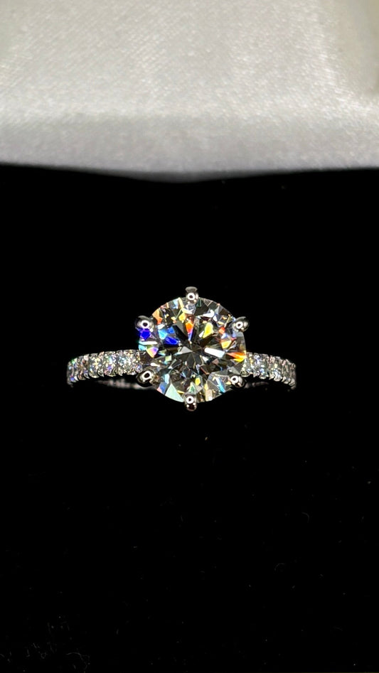 1.50ct Round Brilliant (D VVS2) Diamond Engagement Ring – IGI Certified – 6-Prong Solitaire & Diamond Shank