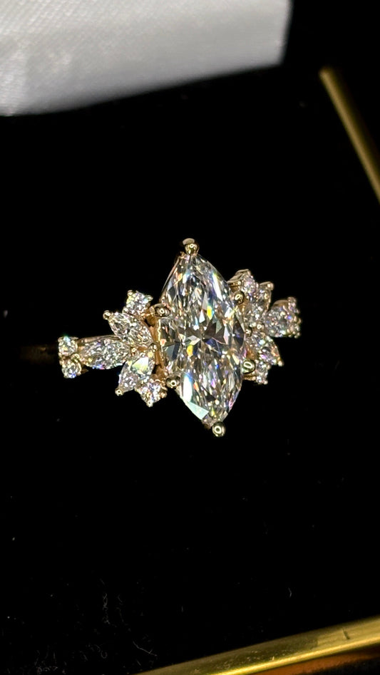 1.50ct Marquise Cut (E VS1) Diamond Engagement Ring – IGI Certified – Diamond Shank