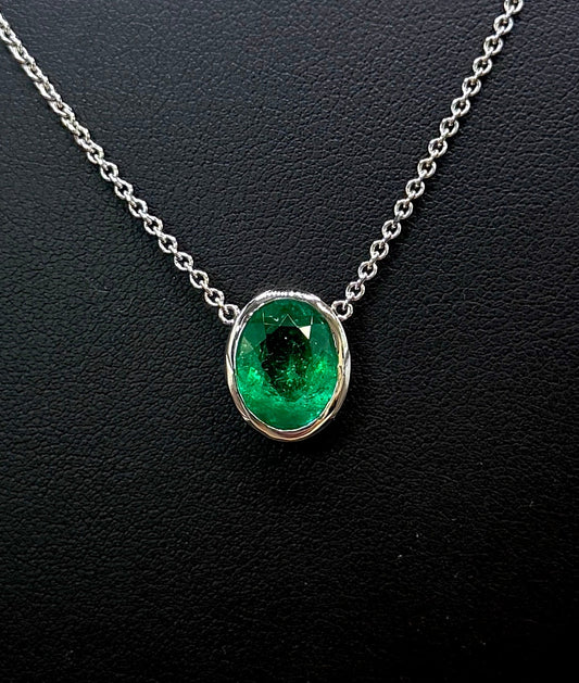 1.00ct Natural Emerald Bezel Pendant