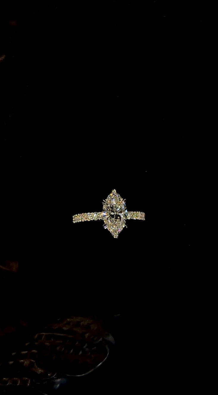 1.50ct Marquise Cut (E VVS2) Diamond Engagement Ring – Diamond Shank