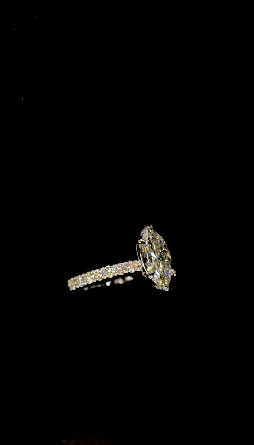 1.50ct Marquise Cut (E VVS2) Diamond Engagement Ring – Diamond Shank