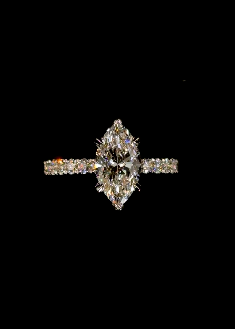 1.50ct Marquise Cut (E VVS2) Diamond Engagement Ring – Diamond Shank