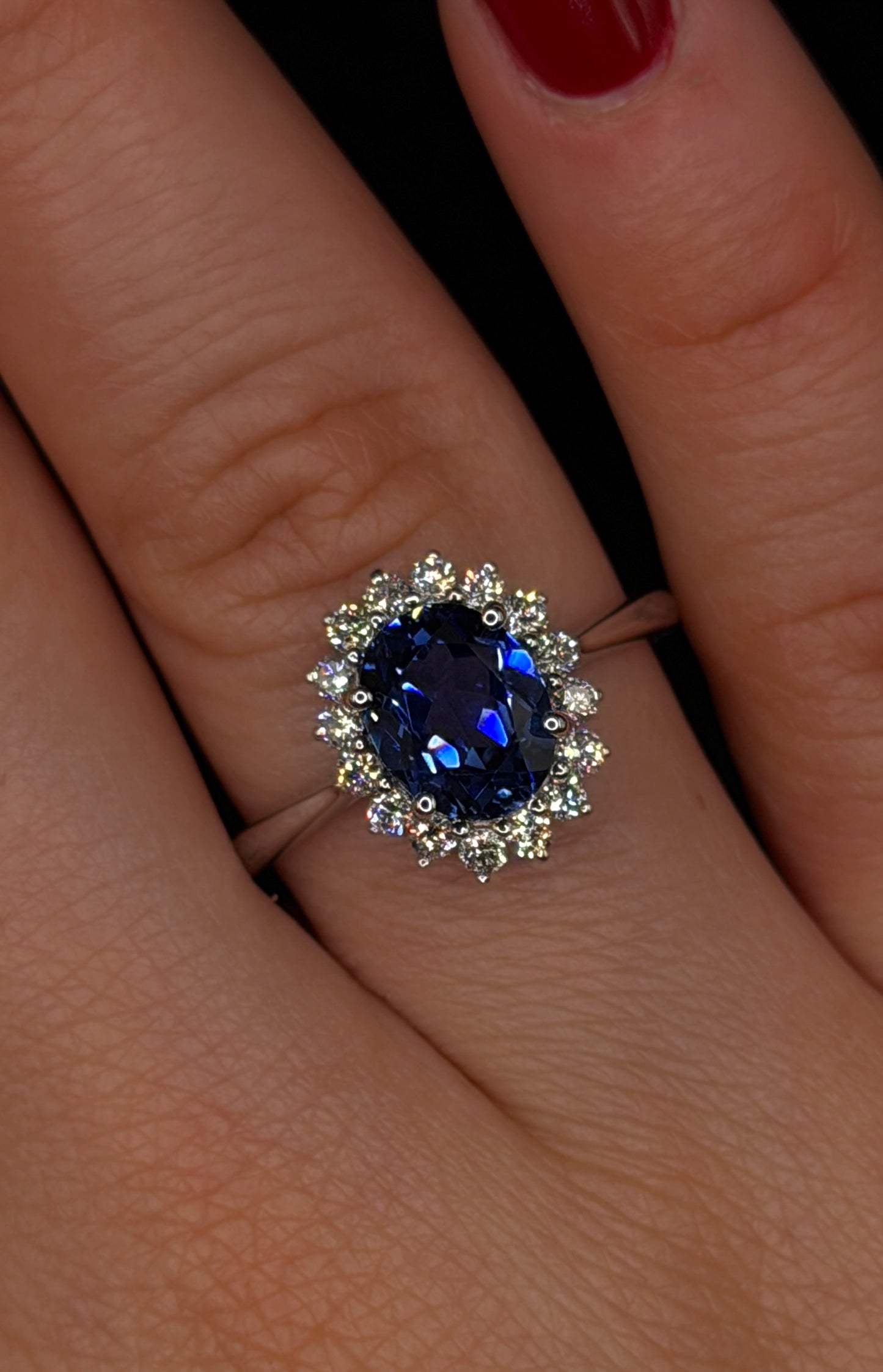 2.00ct Sapphire Lab Halo Diamond Engagement Ring