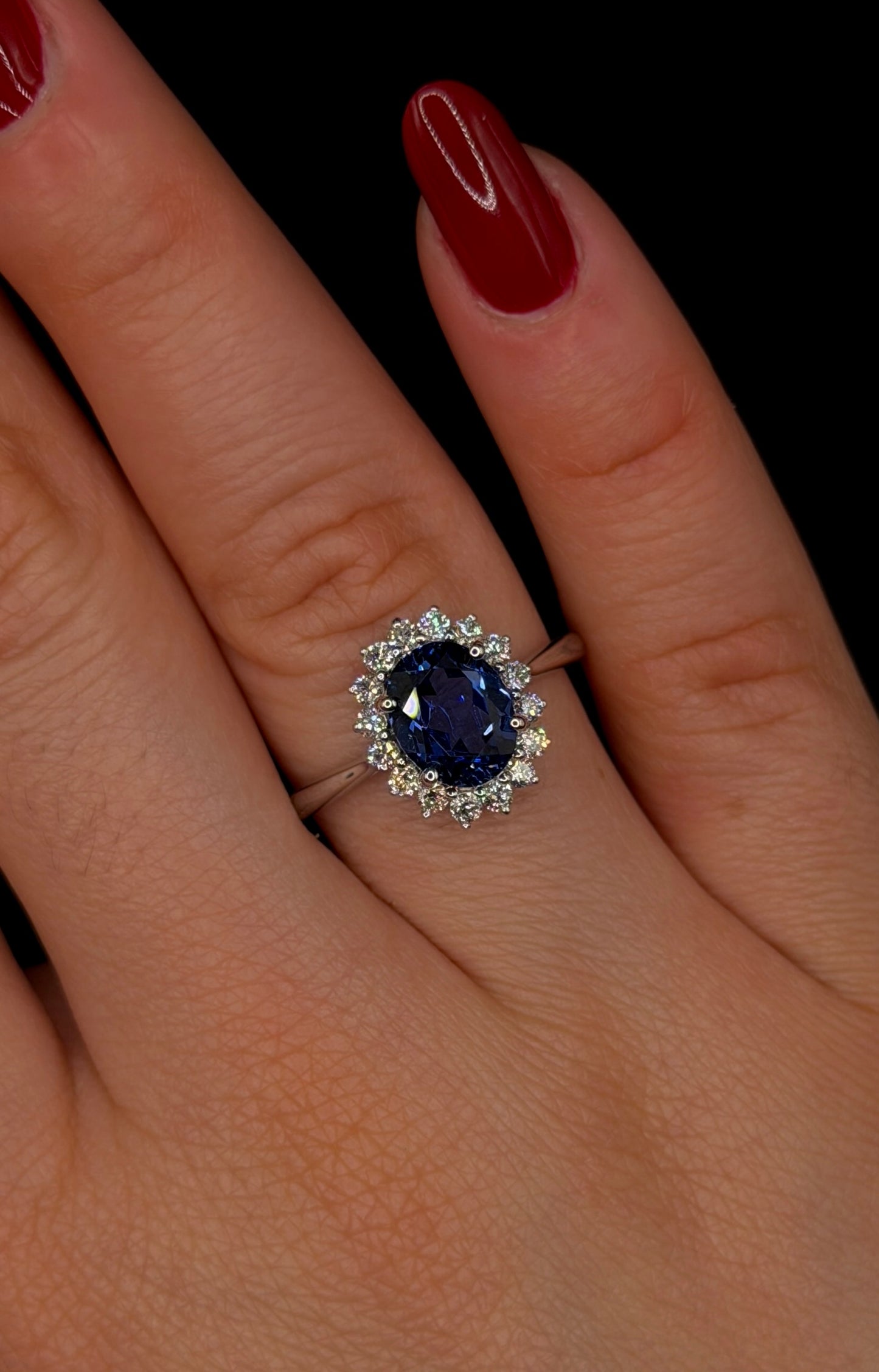 2.00ct Sapphire Lab Halo Diamond Engagement Ring