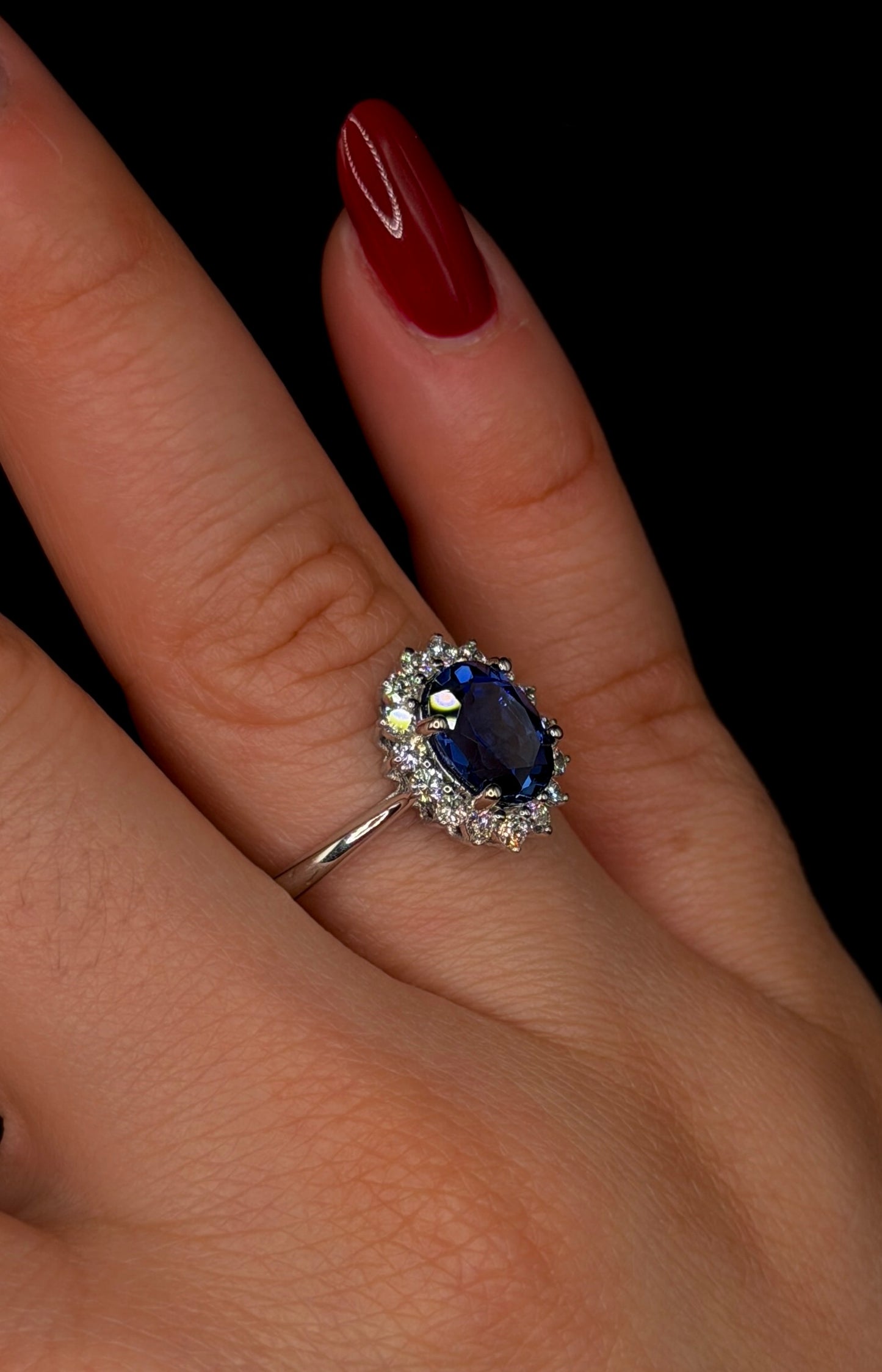 2.00ct Sapphire Lab Halo Diamond Engagement Ring