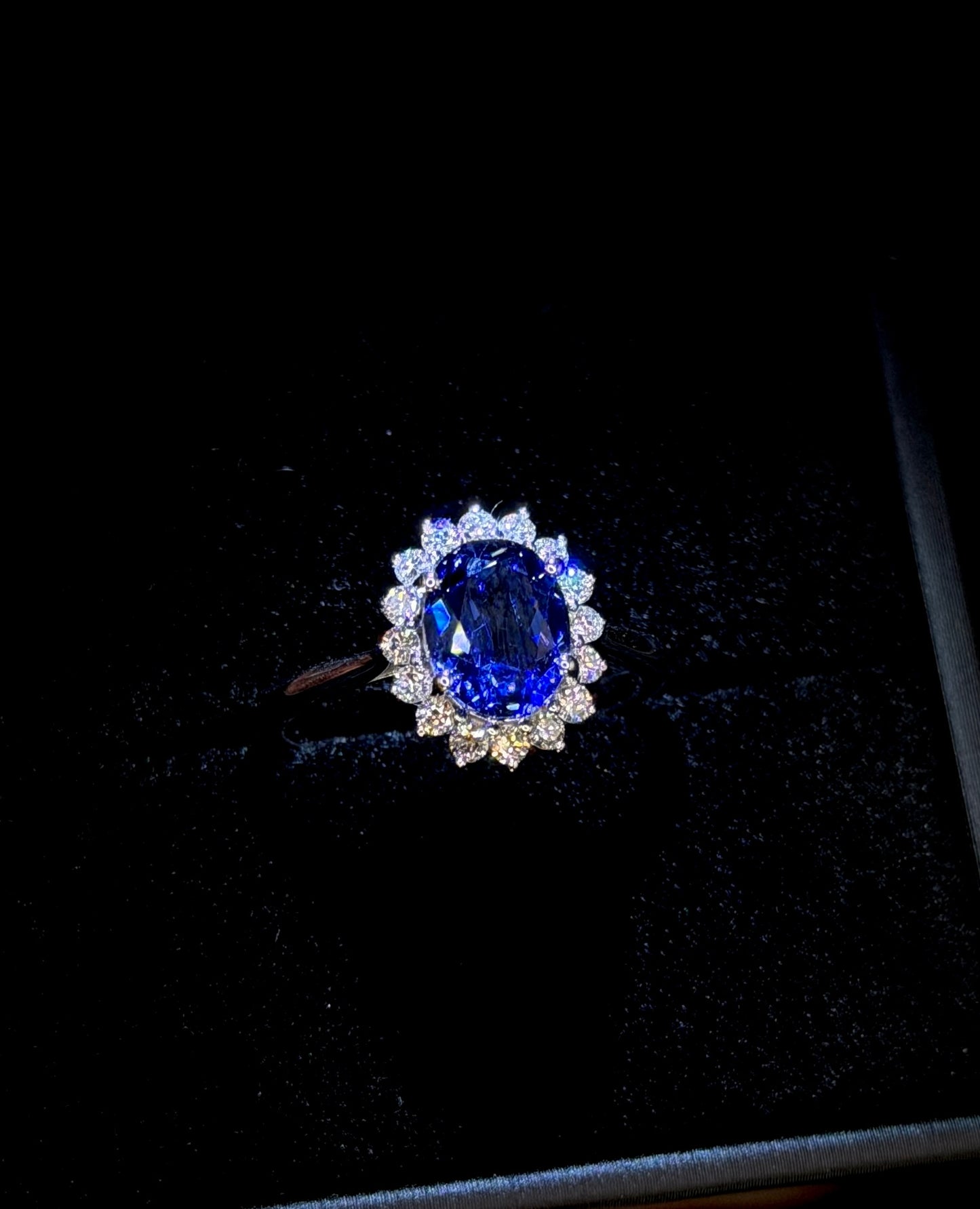 2.00ct Sapphire Lab Halo Diamond Engagement Ring