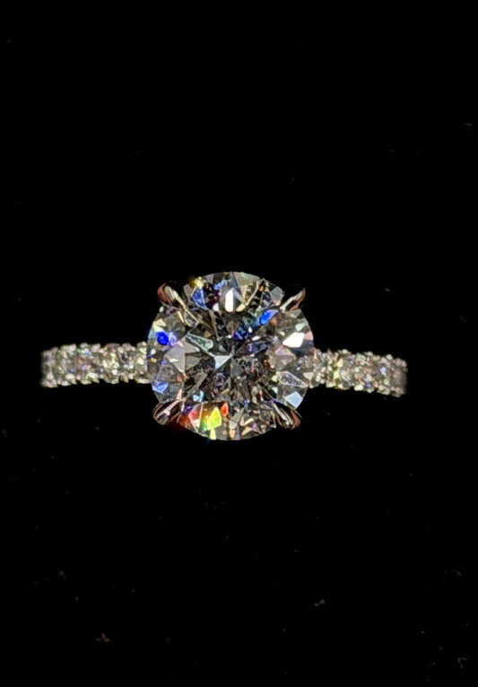 2.00ct Round D VVS2 Diamond Shank Ring – IGI Certified