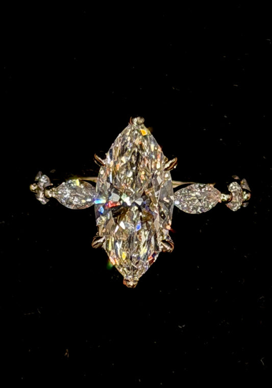 1.50ct Marquise E VS1 Round & Marquise Shank Diamond Ring – IGI Certified