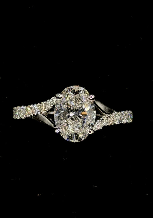 1.50ct Oval E VS1 Split Shank Diamond Ring – IGI Certified