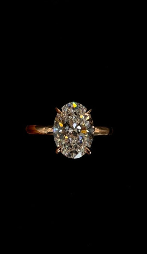 2.00ct Oval Brilliant Cut (D VS1) Diamond Engagement Ring – IGI Certified – Rose Gold Classic