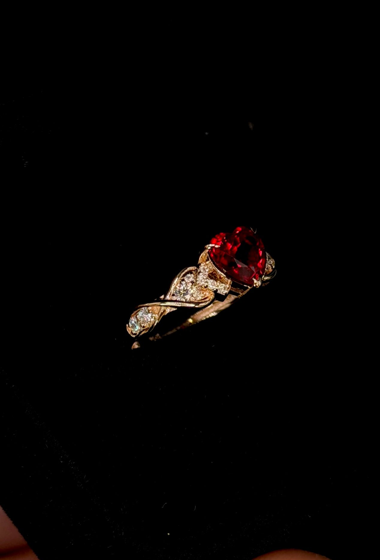 1.00ct Heart Ruby Diamond Shank Promise Ring – VVS