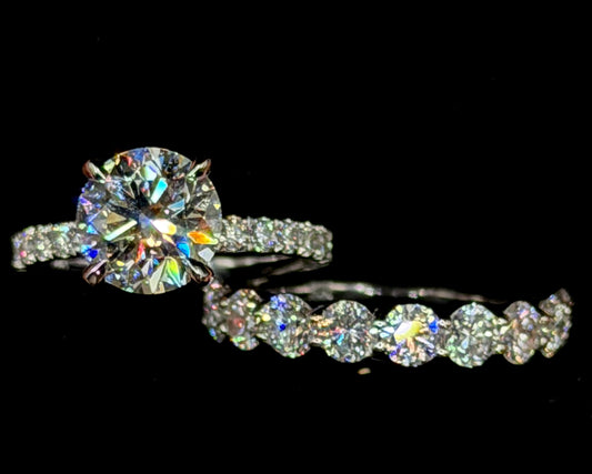 2.00ct Round D VS1 Diamond Shank Engagement Ring Bridal Set – IGI Certified