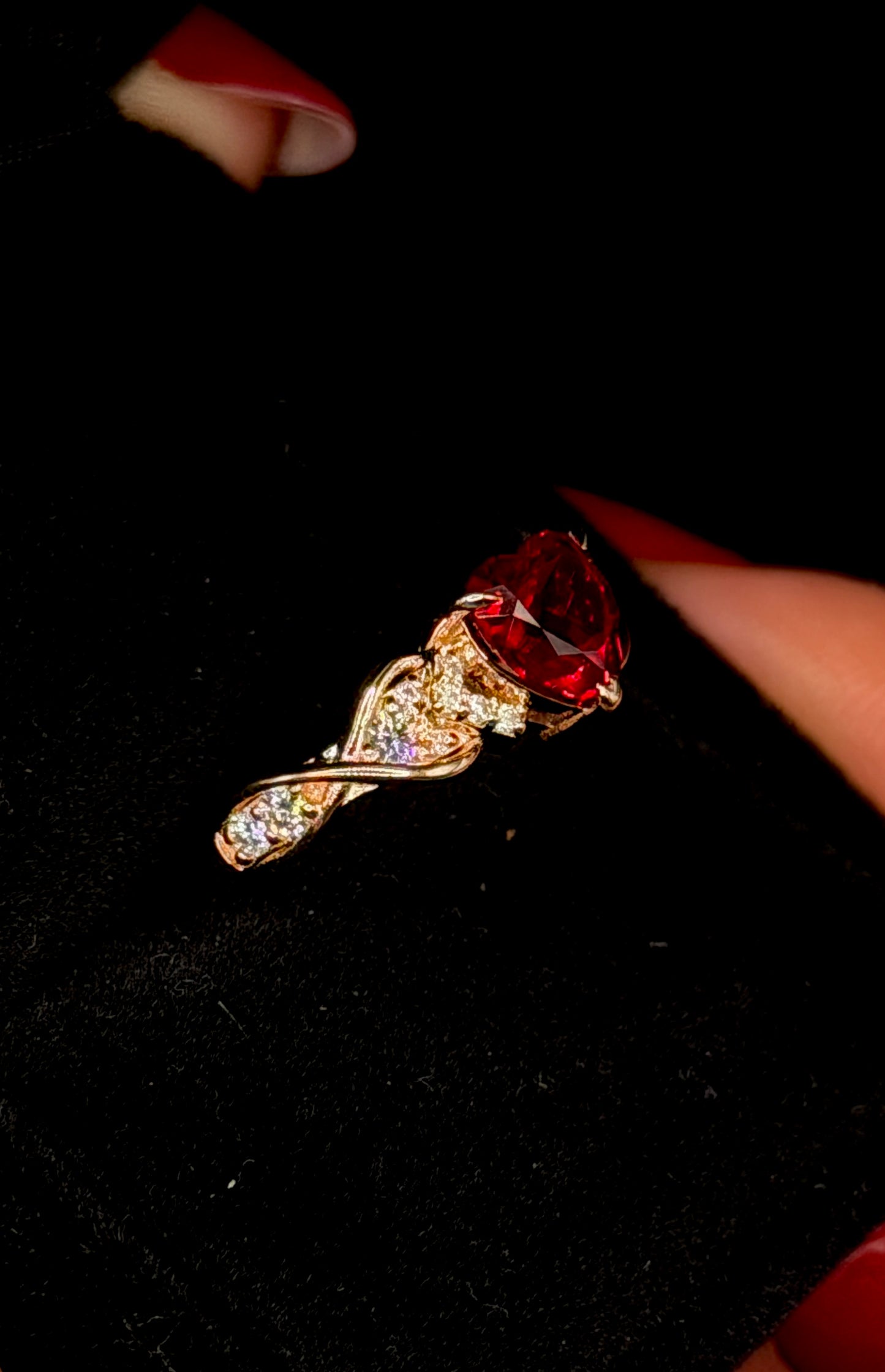 1.00ct Heart Ruby Diamond Shank Promise Ring – VVS