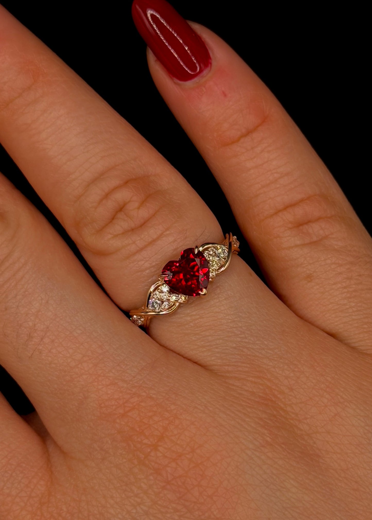 1.00ct Heart Ruby Diamond Shank Promise Ring – VVS