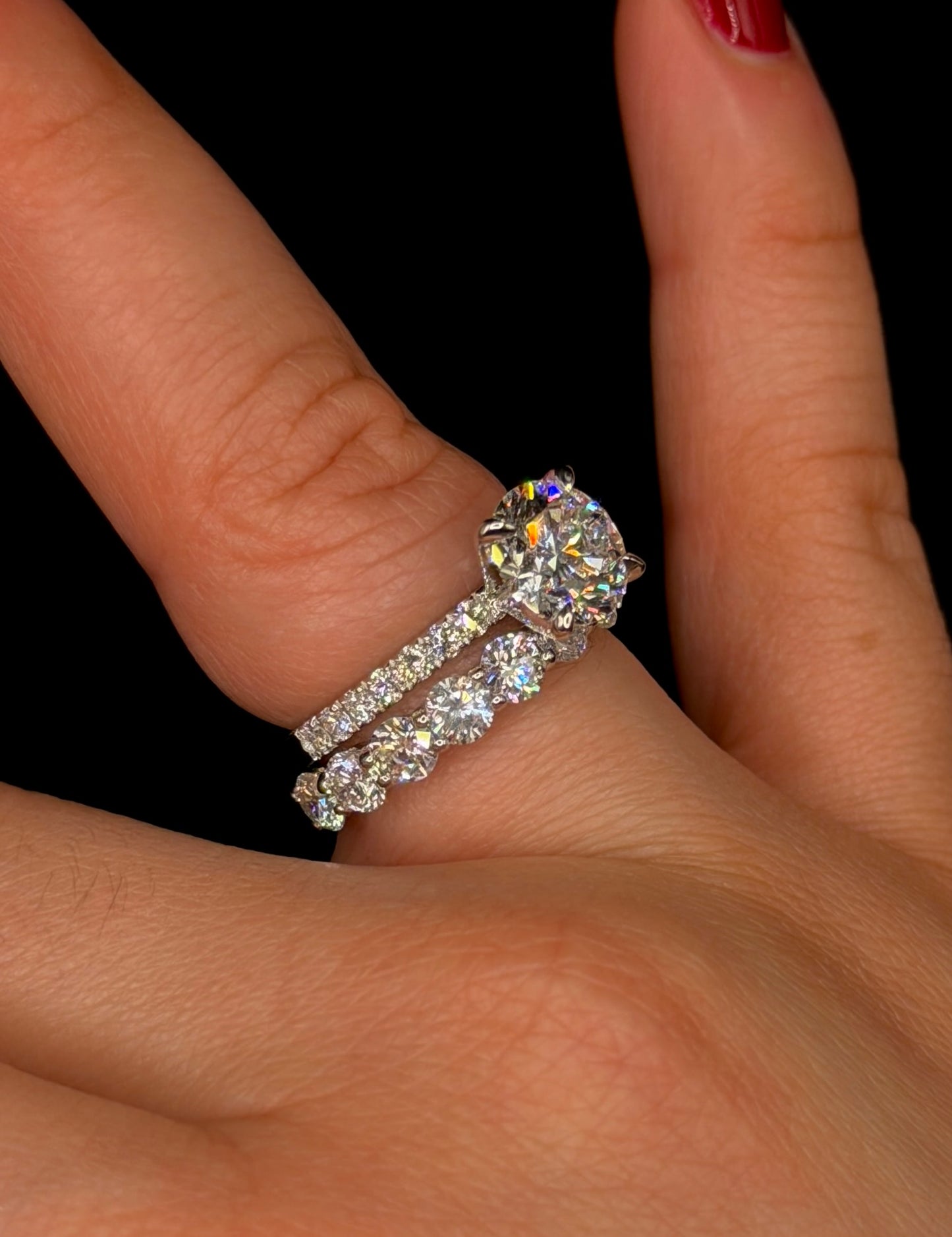 2.00ct Round D VS1 Diamond Shank Engagement Ring Bridal Set – IGI Certified
