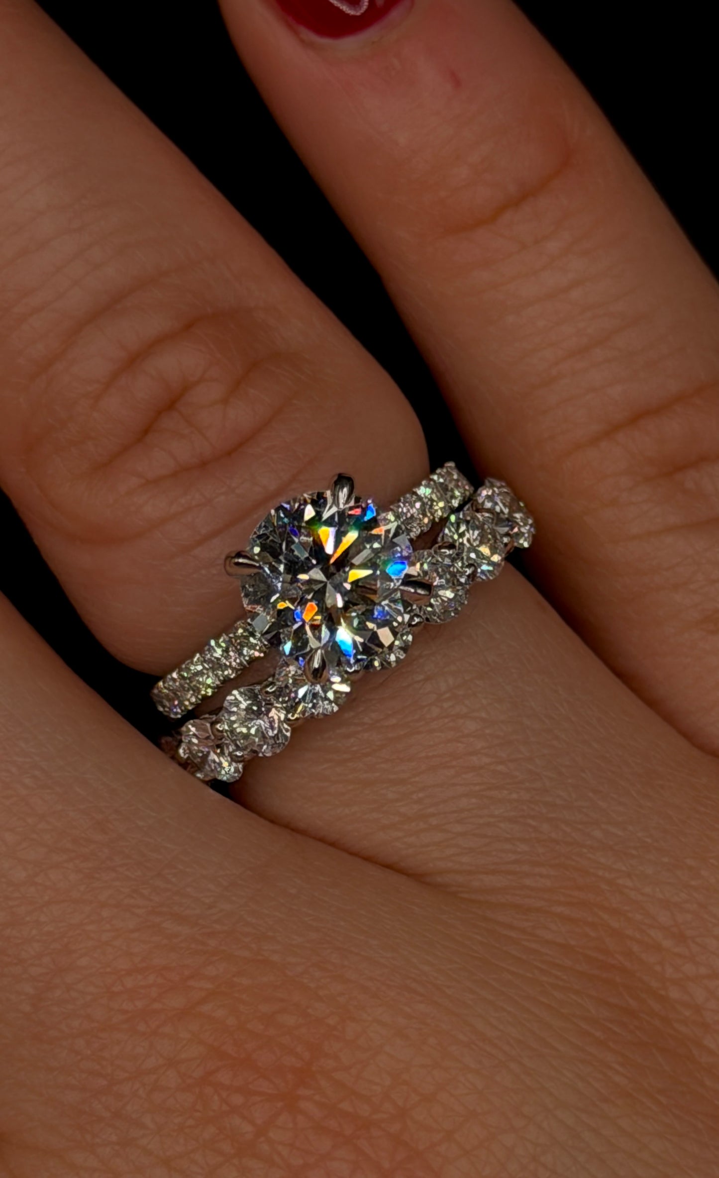 2.00ct Round D VS1 Diamond Shank Engagement Ring Bridal Set – IGI Certified