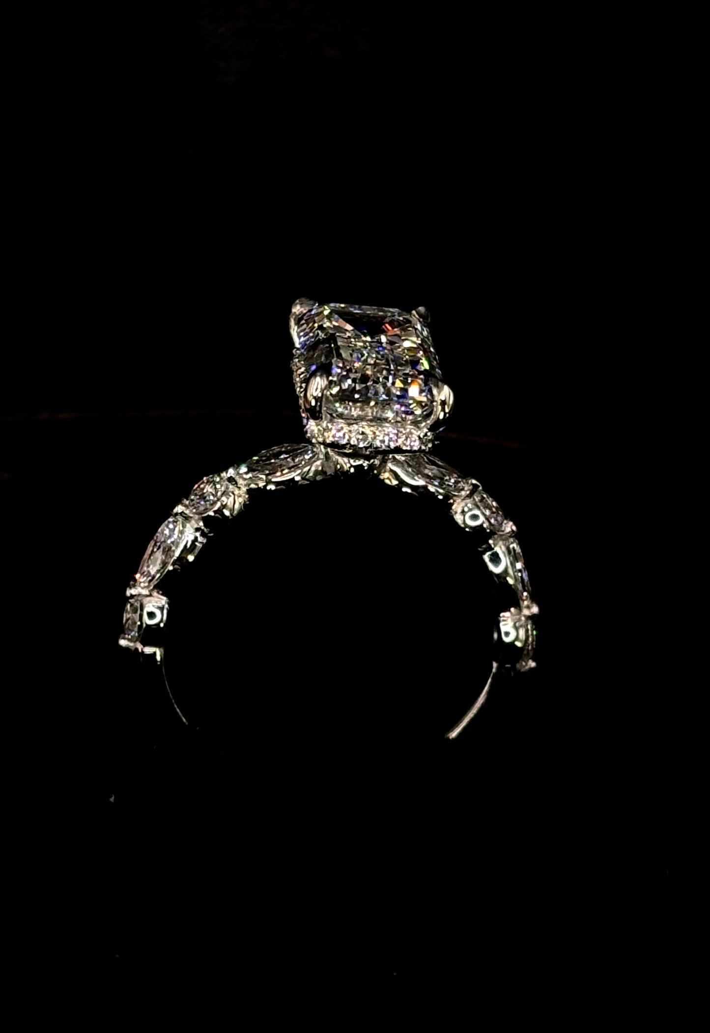 3.00ct Emerald Cut (E VS1) Diamond Engagement Ring – IGI Certified  Marquise & Round Diamond Halo + Shank