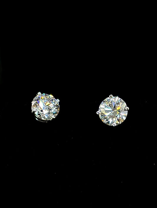 3.00ct VVS Round Diamond Stud Earrings – 14K White Gold | Lab-Grown | Made in Miami