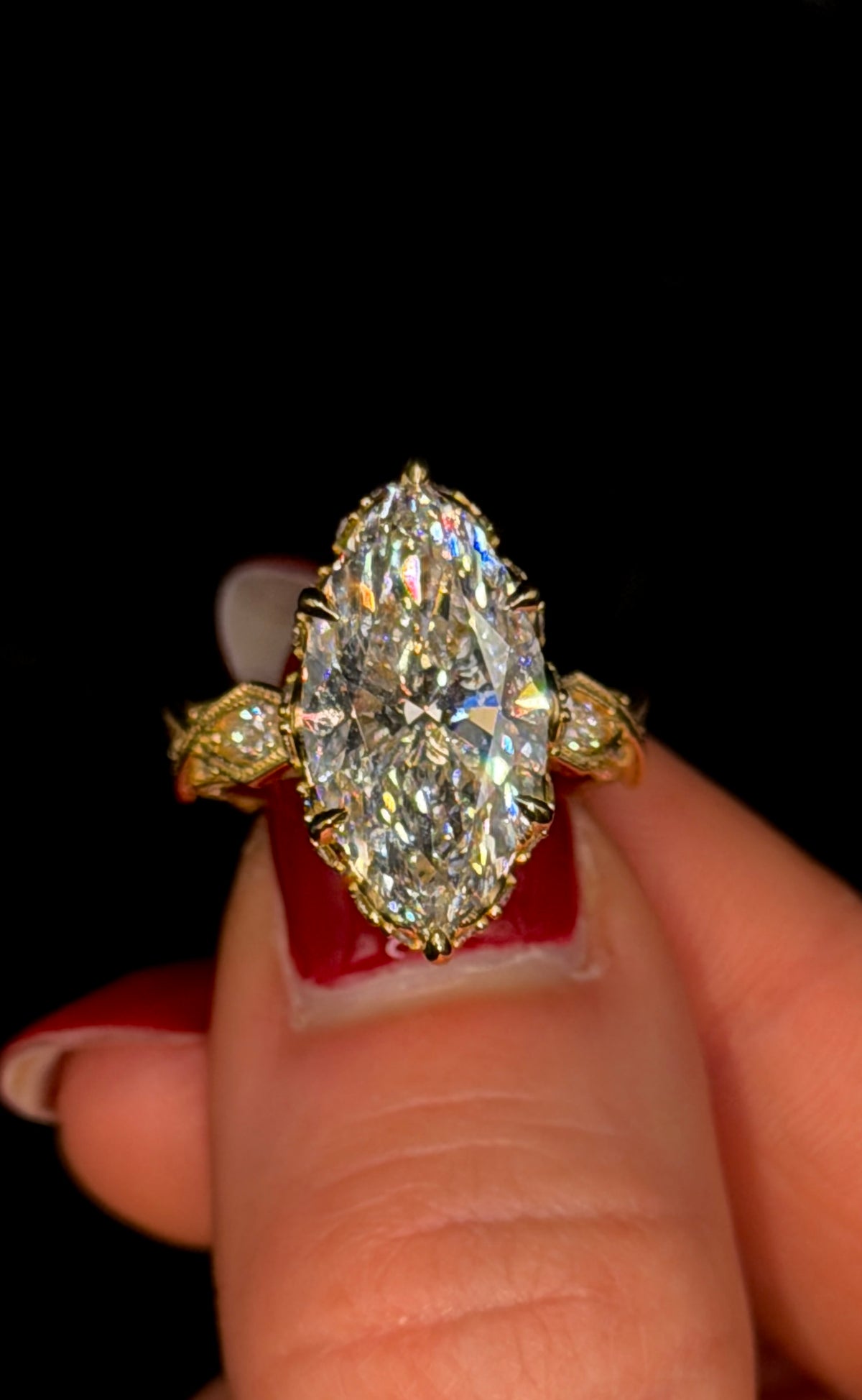 5.00ct Marquise E VS1 Vintage Shank Engagement Ring – IGI Certified