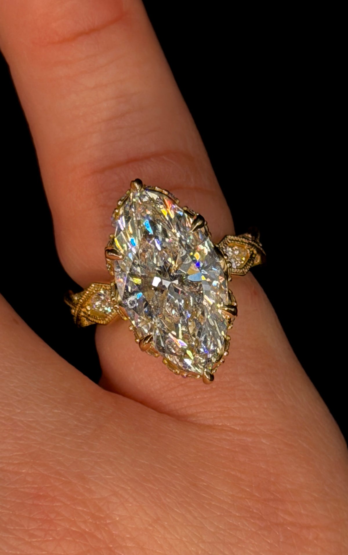 5.00ct Marquise E VS1 Vintage Shank Engagement Ring – IGI Certified