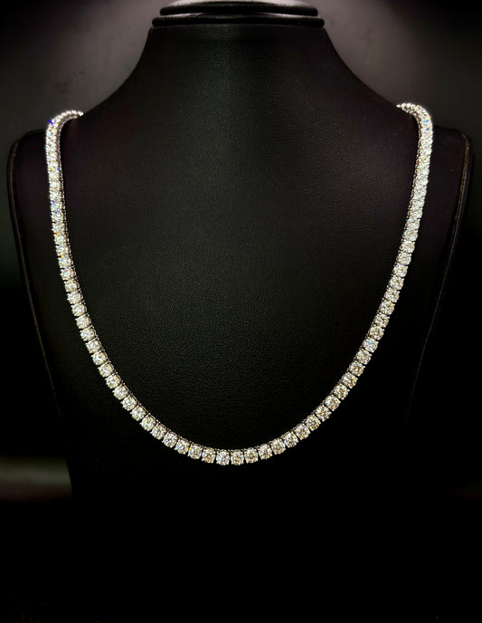 23.00ct VVS Diamond Tennis Necklace – 14K White Gold | Lab-Grown | Made in Miami