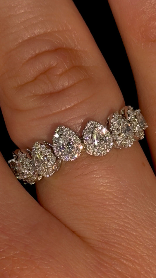 1.10ct Pear Shape Halo Wedding Band – VVS CVD
