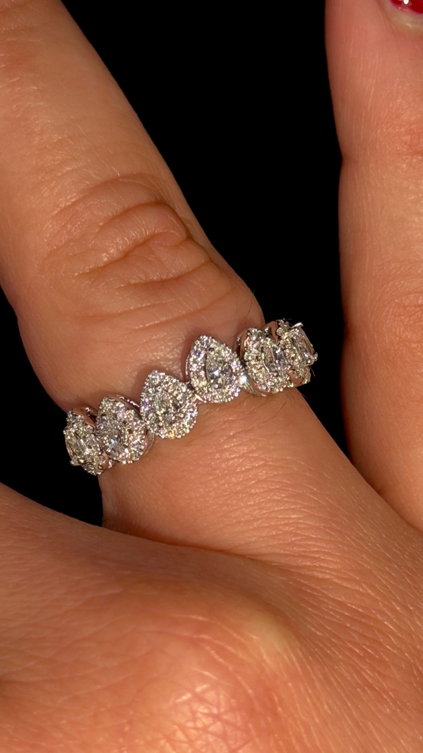 1.10ct Pear Shape Halo Wedding Band – VVS CVD
