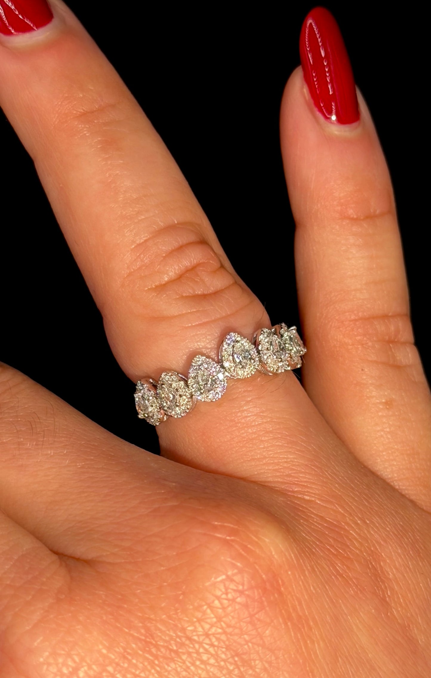 1.10ct Pear Shape Halo Wedding Band – VVS CVD
